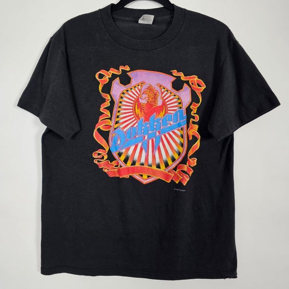 Vintage 80s Spring Ford Dokken Back For The Attack Mens Large Short Sleeve Shirt